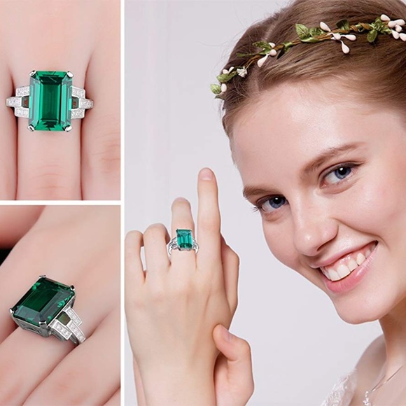 6ctw Nano Emerald Ring - 925 Sterling Silver - Picture 3 of 5